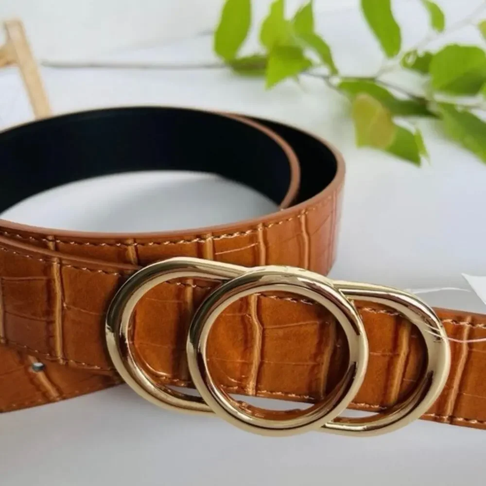 NWT A New Day Fashion Belt Faux Crocodile Pattern Gold Tone Buckle Sz medium